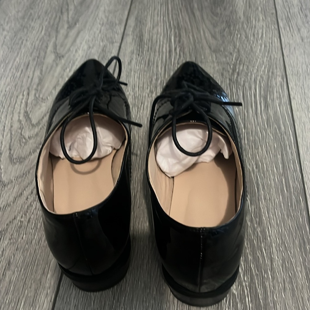 NWOT Womens Patent Leather Pointed Toe Flat Oxford Wingtip Dress… - Picture 10 of 12